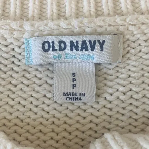 Old Navy Off White Open Weave Cotton Blend Sweater Size Small - Picture 4 of 8